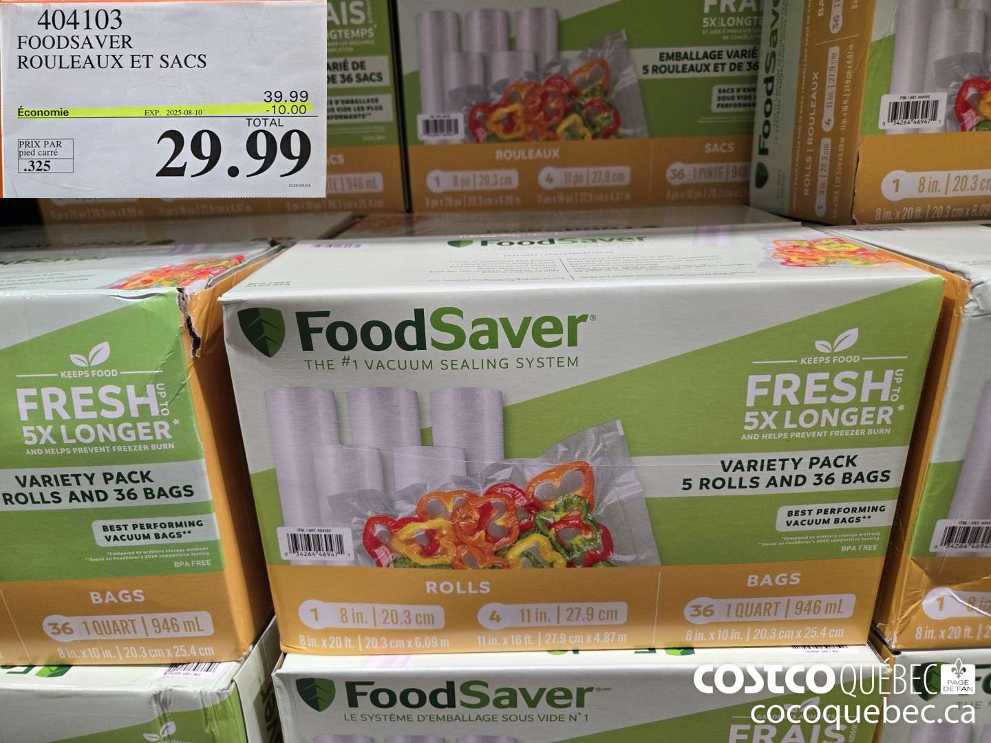 404103 FOODSAVER ROULEAUX ET SACS  ($10.00 INSTANT SAVINGS EXPIRES ON 2025-08-10) $29.99