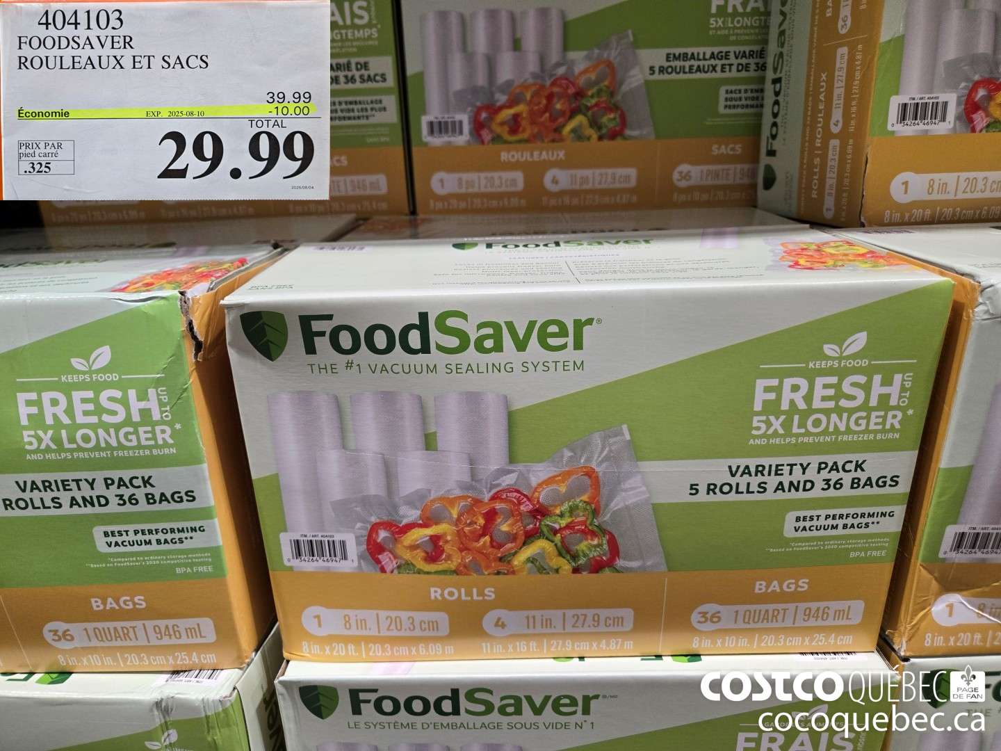 404103 FOODSAVER ROULEAUX ET SACS  ($10.00 INSTANT SAVINGS EXPIRES ON 2025-08-10) $29.99