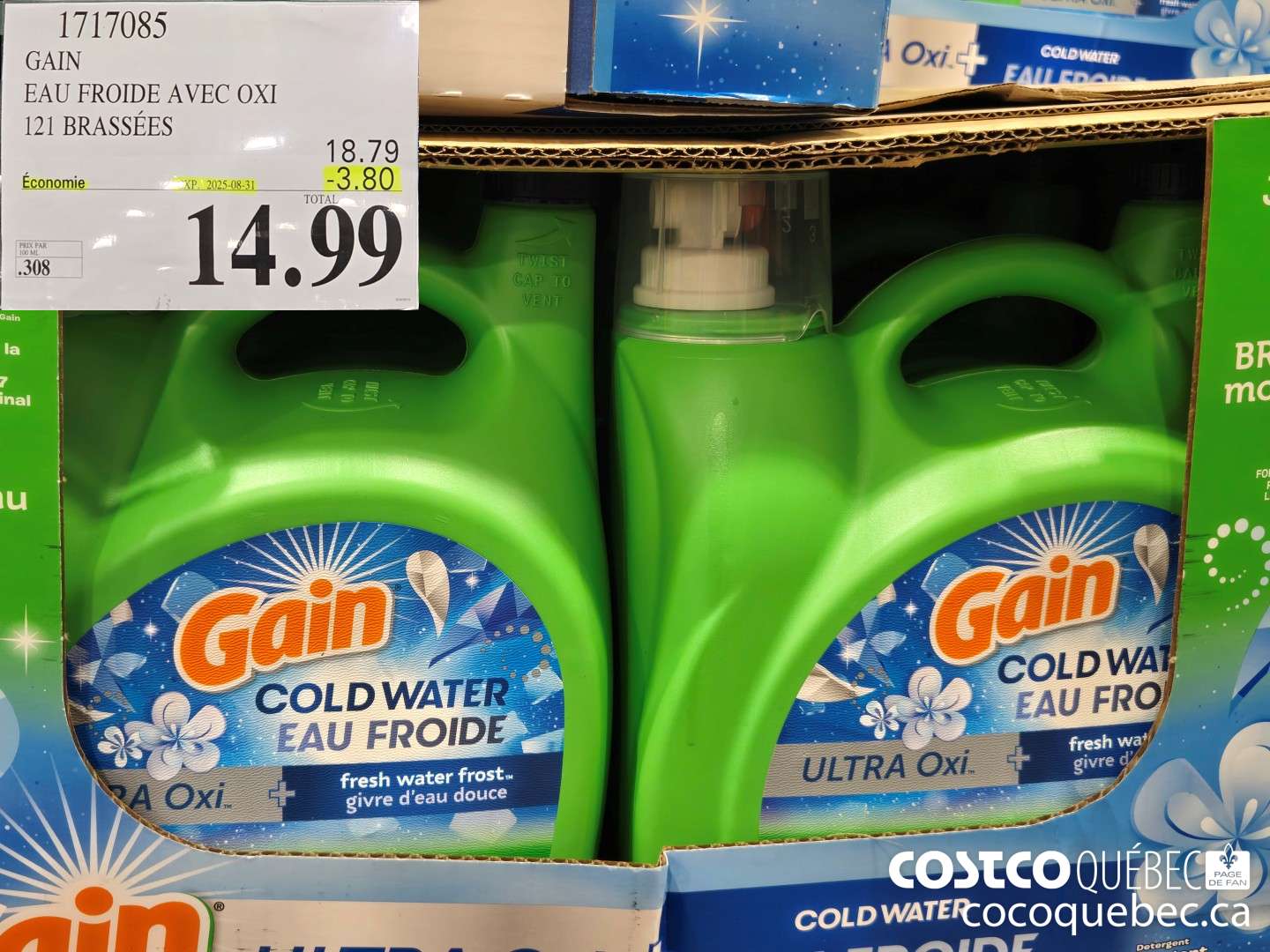 1717085 GAIN EAU FROIDE AVEC OXI  ($3.80 INSTANT SAVINGS EXPIRES ON 2025-08-31) $14.99