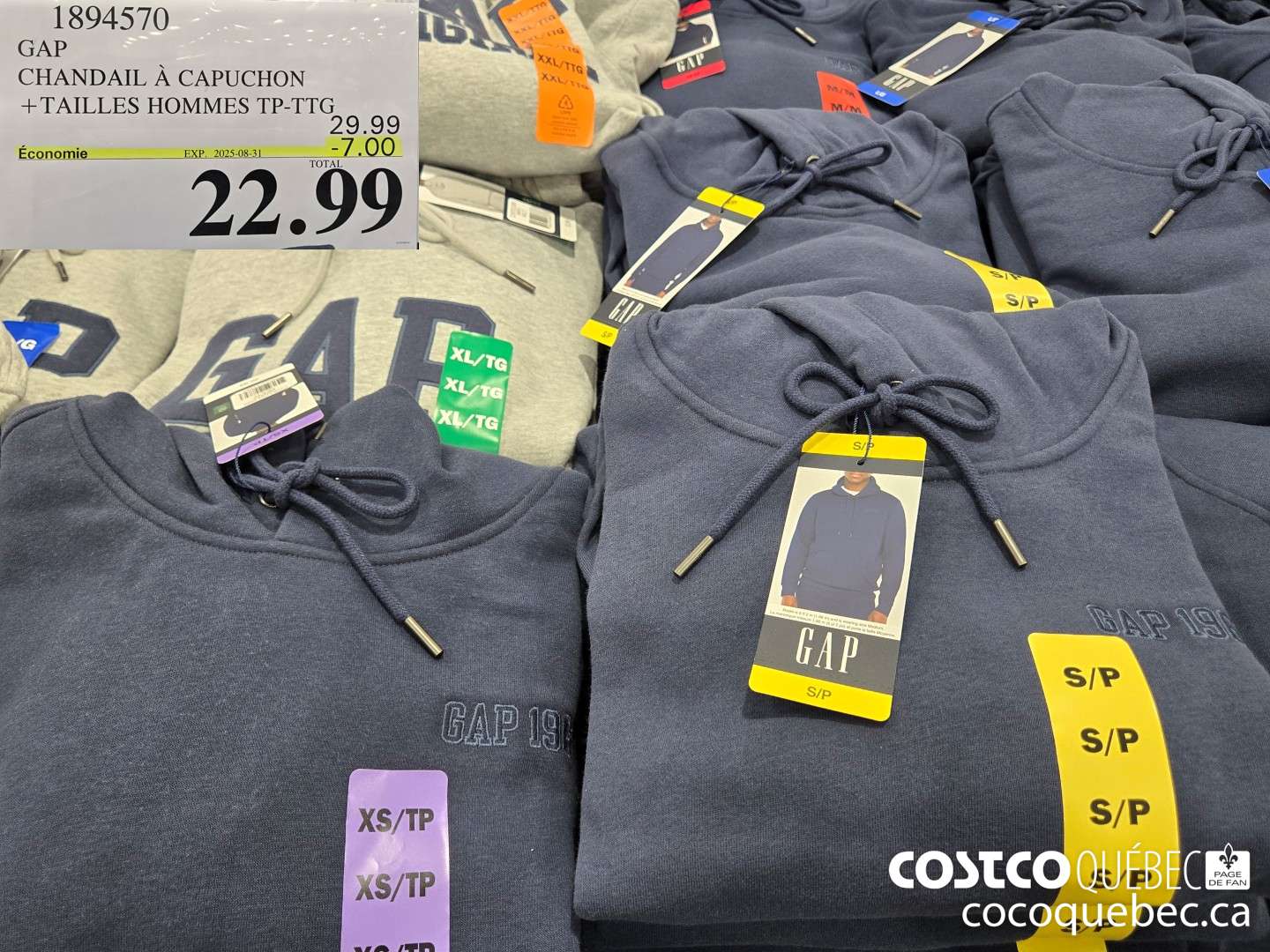 1894570 GAP CHANDAIL A CAPUCHON + TAILLES HOMMES TP-TTG,  ($7.00 INSTANT SAVINGS EXPIRES ON 2025-08-31) $22.99