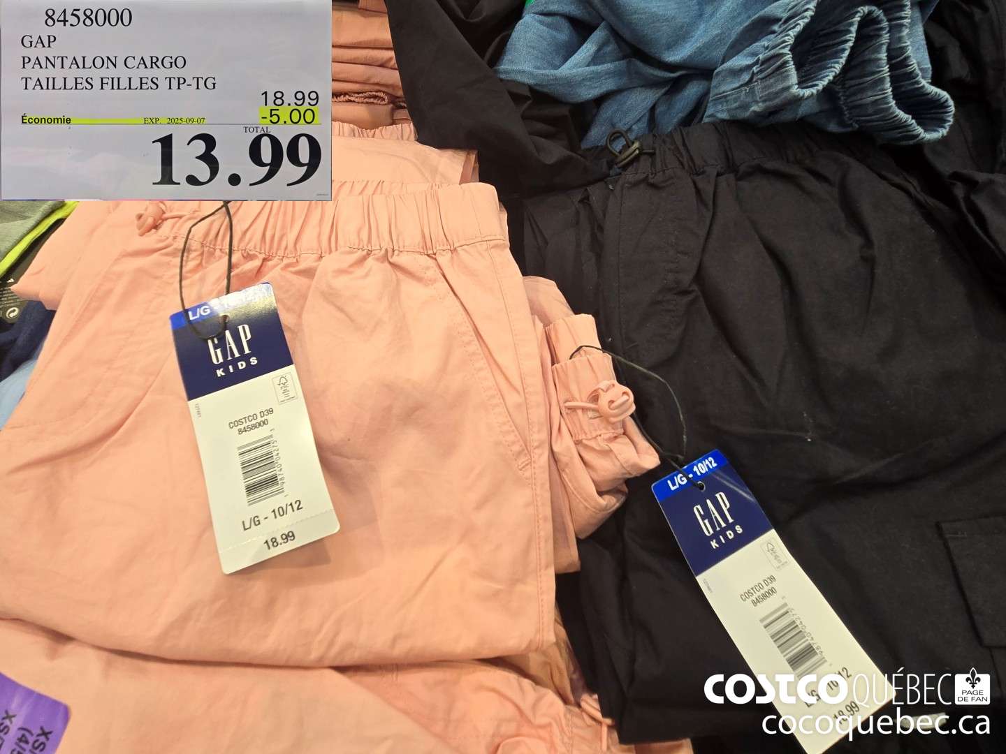 8458000 GAP PANTALON CARGO TAILLES FILLES TP-TG  ($5.00 INSTANT SAVINGS EXPIRES ON 2025-09-07) $13.99