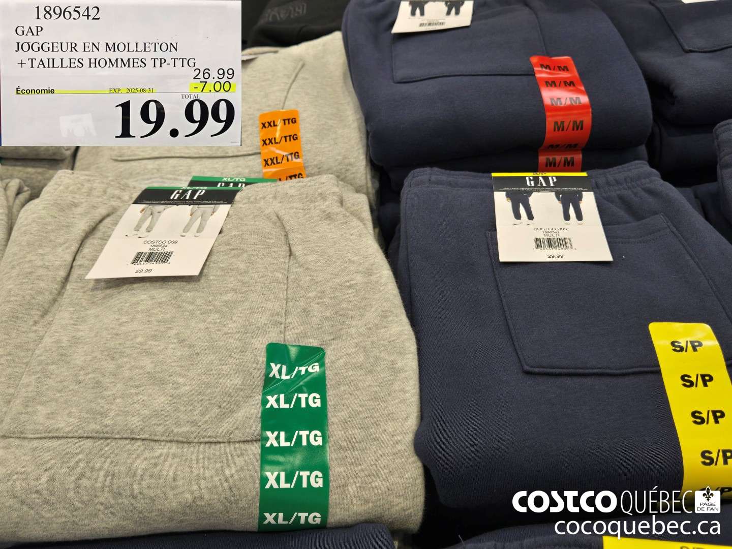 1896542 GAP ; JOGGEUR EN MOLLETON + TAILLES HOMMES TP-TTG,  ($7.00 INSTANT SAVINGS EXPIRES ON 2025-08-31) $19.99