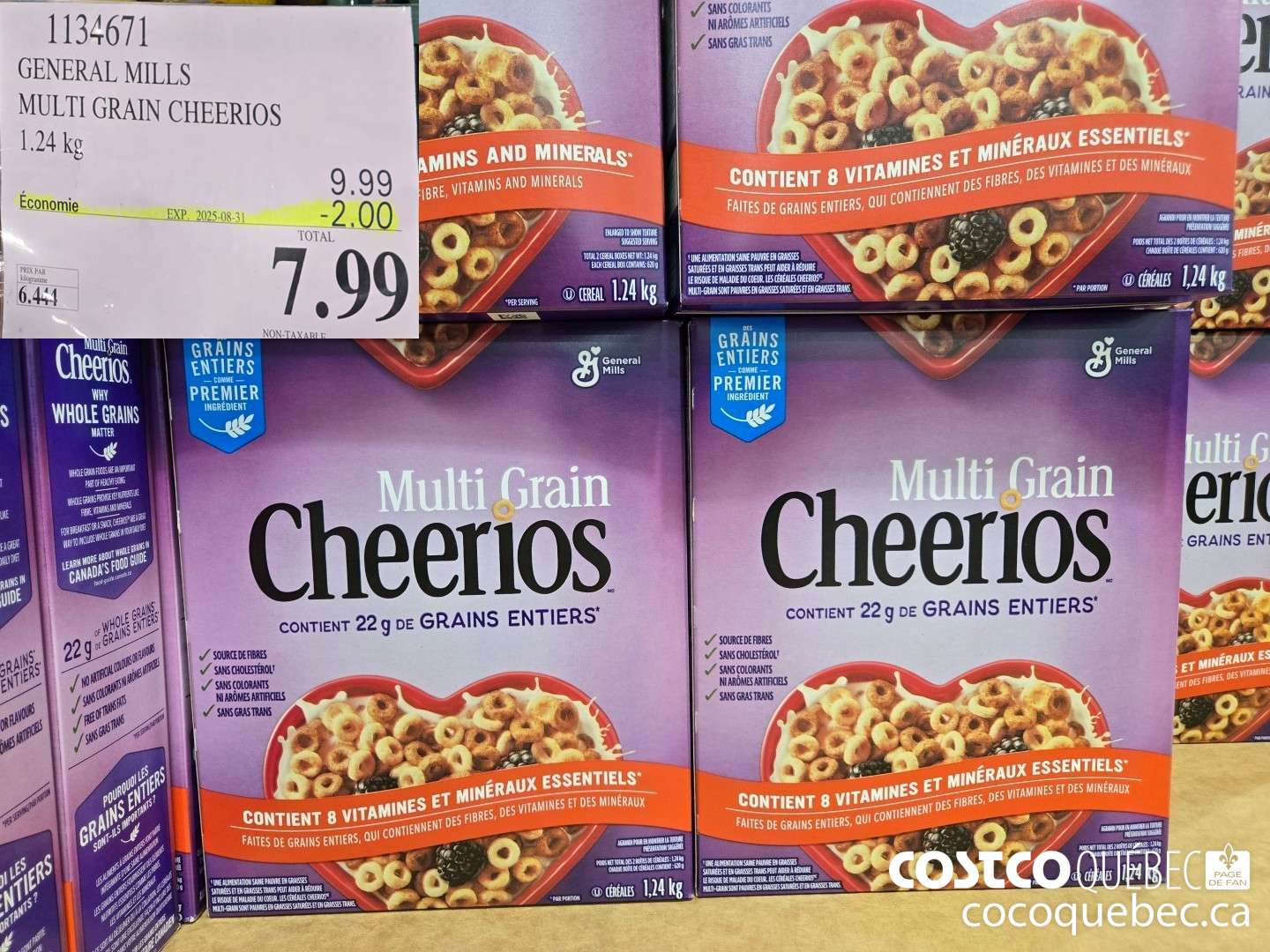 1134671 GENERAL MILLS MULTI GRAIN CHEERIOS 1.24 kg  ($2.00 INSTANT SAVINGS EXPIRES ON 2025-08-31) $7.99