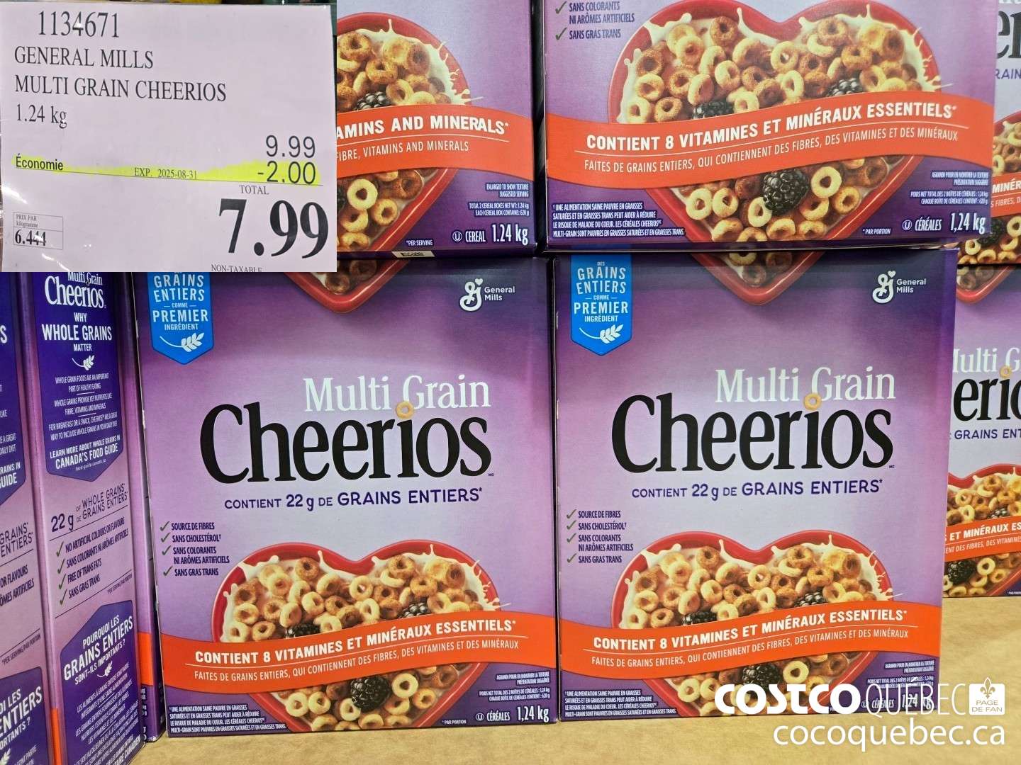 1134671 GENERAL MILLS MULTI GRAIN CHEERIOS 1.24 kg  ($2.00 INSTANT SAVINGS EXPIRES ON 2025-08-31) $7.99