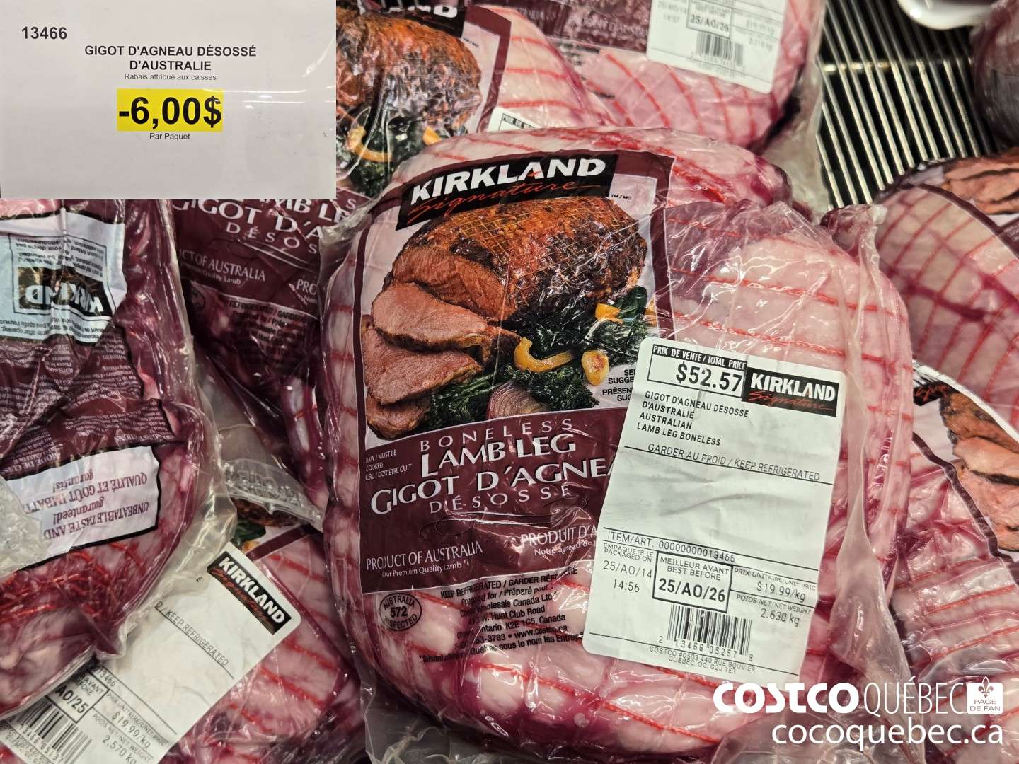 13466 GIGOT D'AGNEAU DESOSSE D'AUSTRALIE  ($6.00 INSTANT SAVINGS)