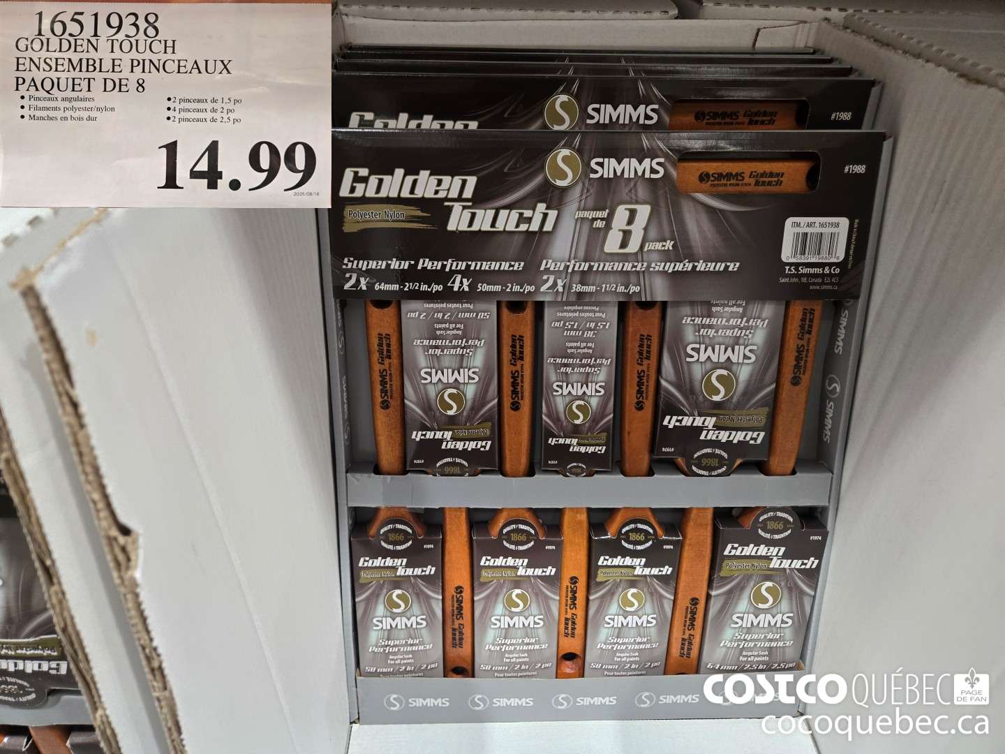 1651938 GOLDEN TOUCH ENSEMBLE PINCEAUX PAQUET DE 8  $14.99