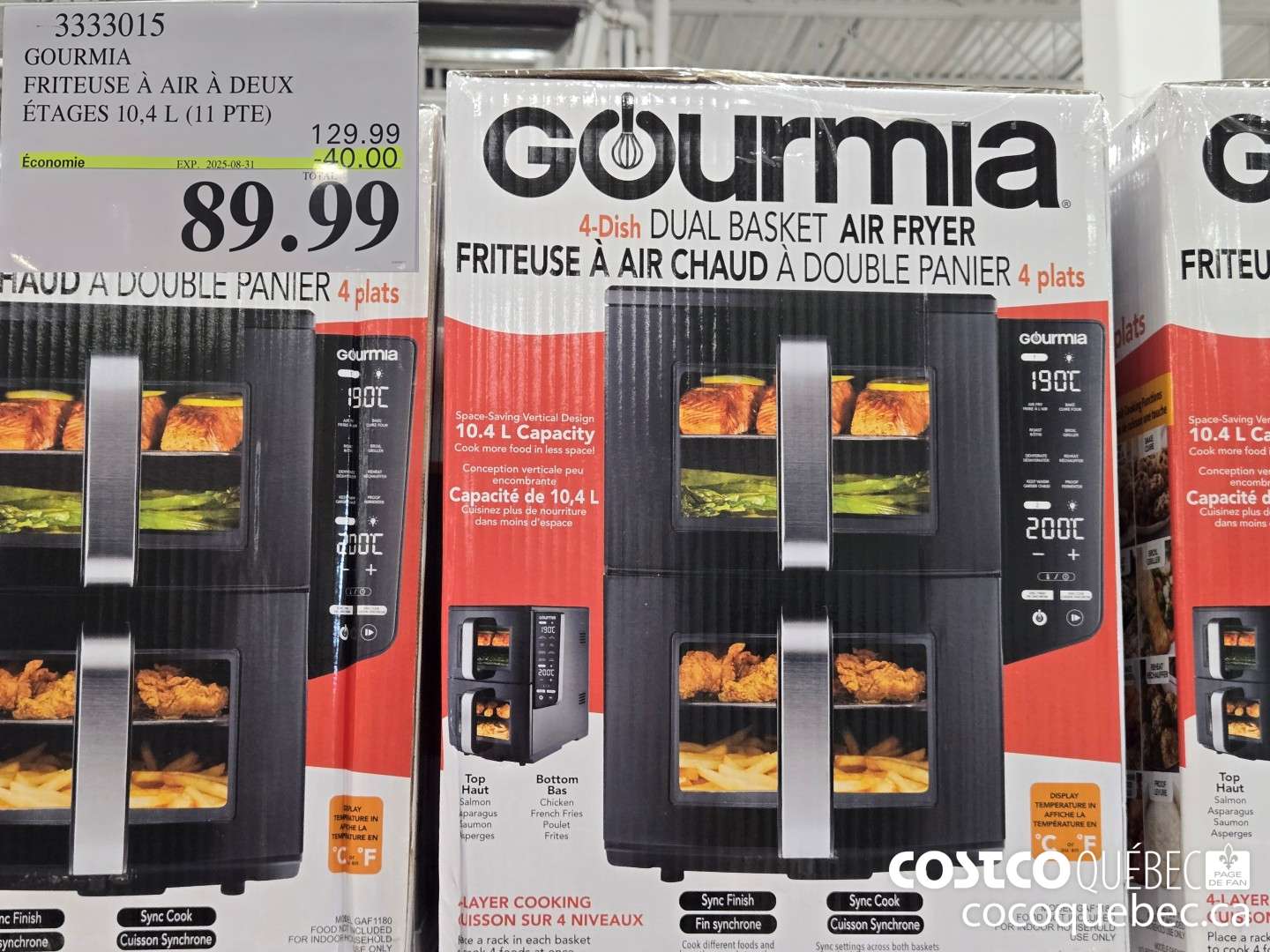 3333015 GOURMIA FRITEUSE A AIR A DEUX ETAGES 10,4 L (11 PTE)  ($40.00 INSTANT SAVINGS EXPIRES ON 2025-08-31) $89.99