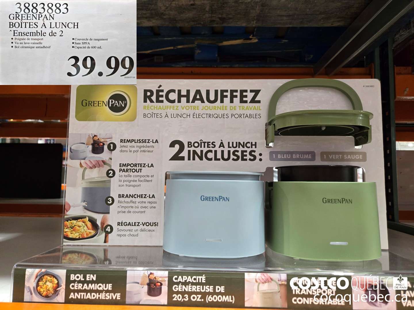 3883883 GREENPAN | BOITES A LUNCH Ensemble de 2  $39.99