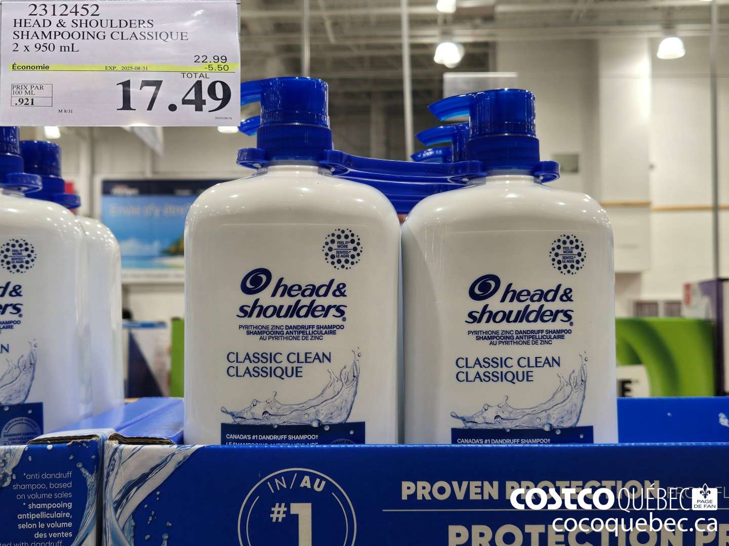 2312452 HEAD & SHOULDERS SHAMPOOING CLASSIQUE ($5.50 INSTANT SAVINGS EXPIRES ON 2025-08-31) $17.49