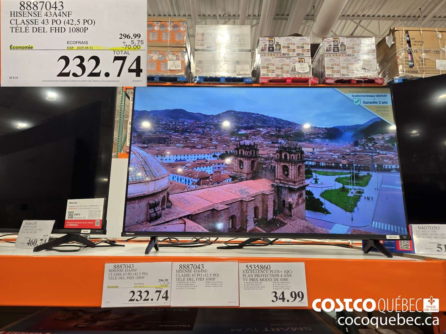 8887043 HISENSE 43A4NF CLASSE 43 PO (42,5 PO) TELE DEL FHD 1080P  ($70.00 INSTANT SAVINGS EXPIRES ON 2025-08-31) $232.74