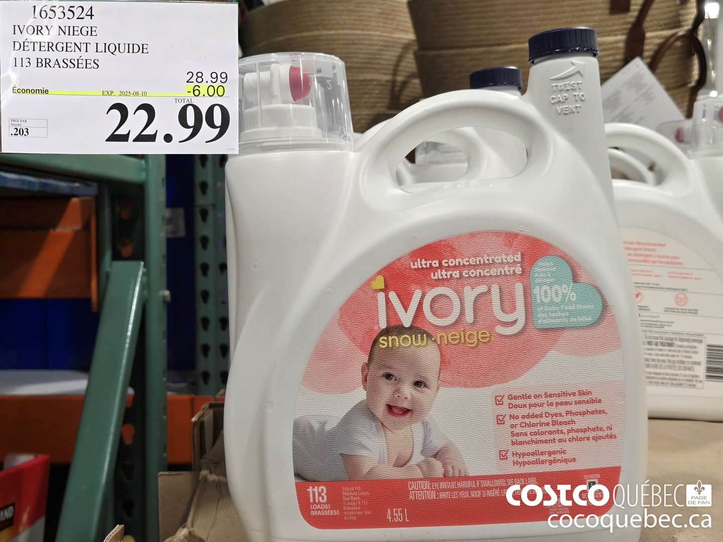1653524 IVORY NIEGE DETERGENT LIQUIDE 113 BRASSES  ($6.00 INSTANT SAVINGS EXPIRES ON 2025-08-10) $22.99