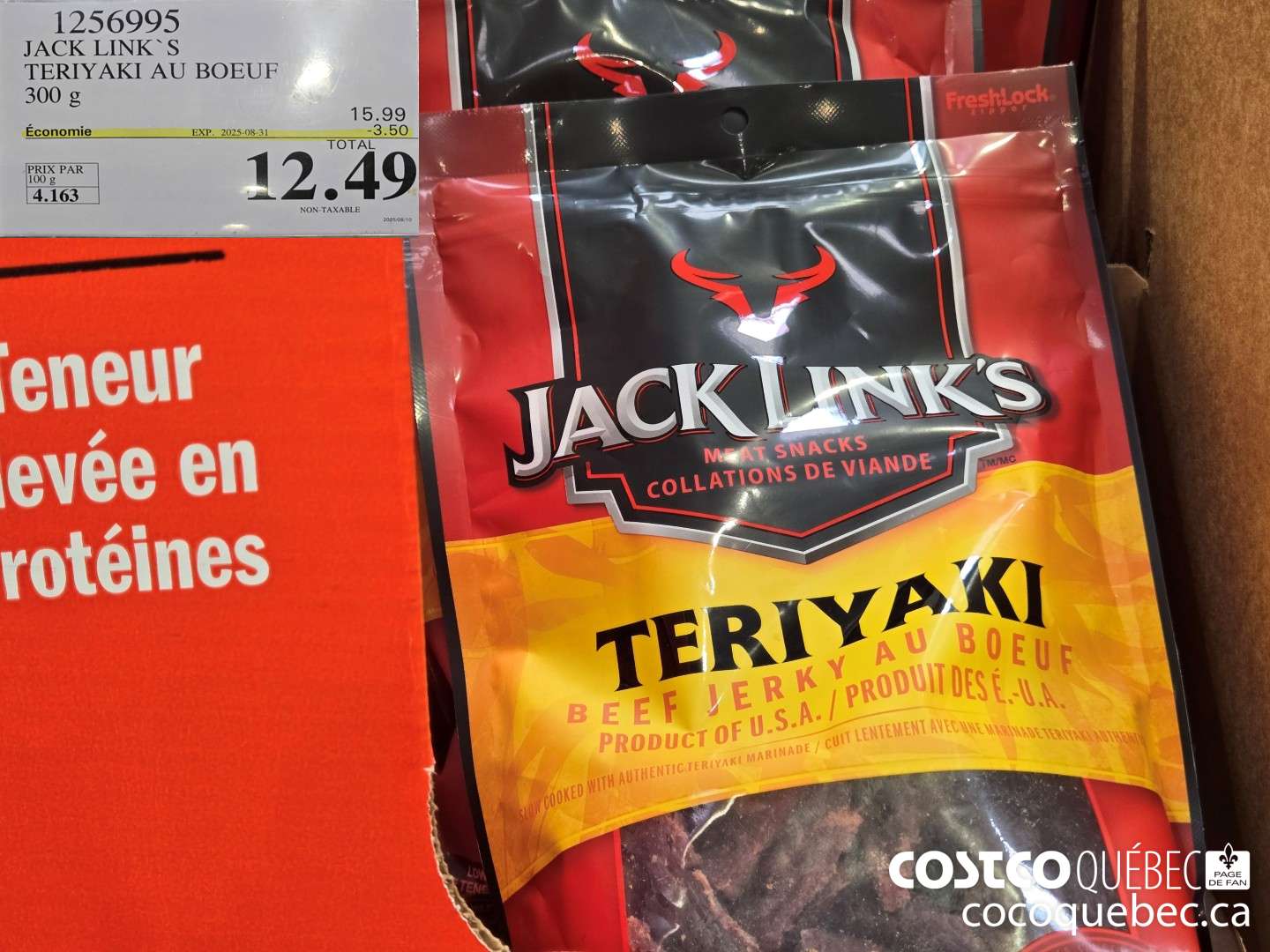 1256995 JACK LINKS TERIYAKI AU BOEUF 300 g ($3.50 INSTANT SAVINGS EXPIRES ON 2025-08-31) $12.49