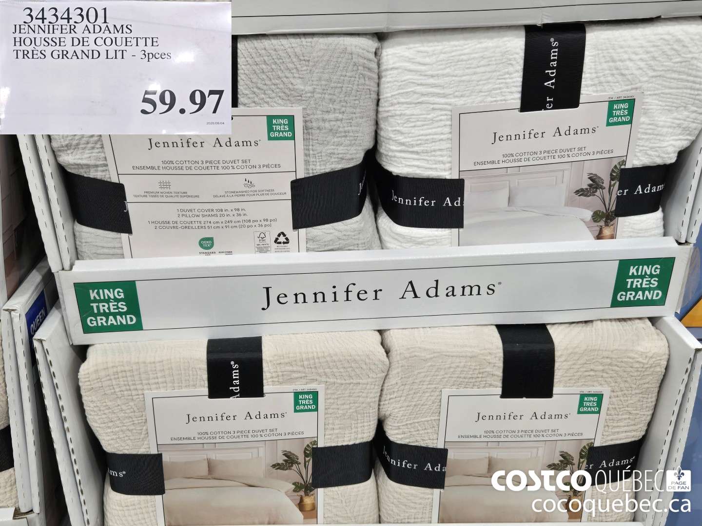 3434301 JENNIFER ADAMS HOUSSE DE COUETTE TRES GRAND LIT - 3pces  $59.97