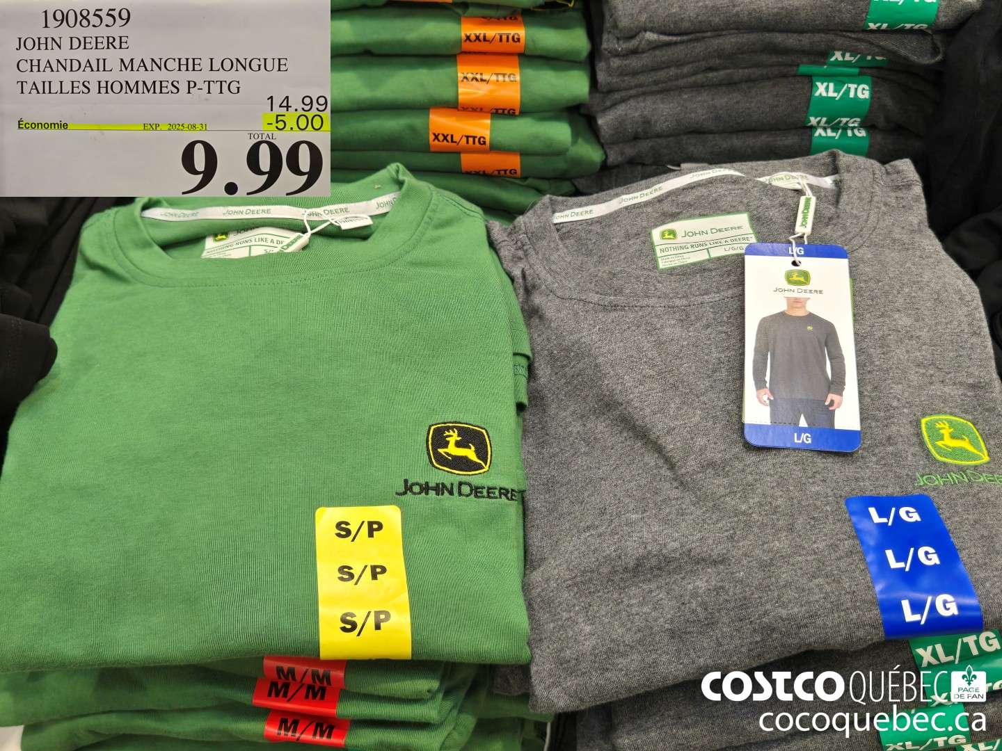 1908559 JOHN DEERE CHANDAIL MANCHE LONGUE TAILLES HOMMES P-TTG  ($5.00 INSTANT SAVINGS EXPIRES ON 2025-08-31) $9.99