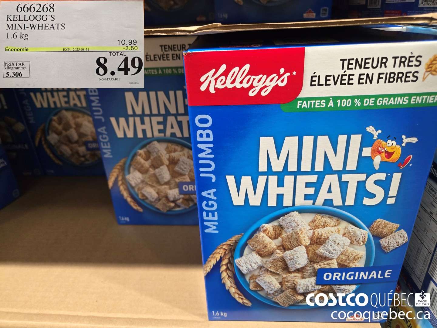 666268 KELLOGG'S MINI-WHEATS 1.6k ($2.50 INSTANT SAVINGS EXPIRES ON 2025-08-31) $8.49
