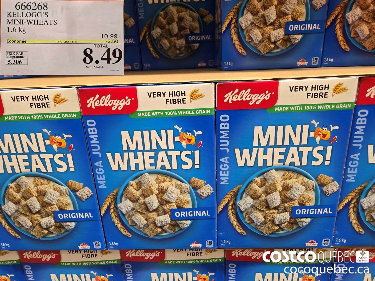 666268 KELLOGG'S MINI-WHEATS 1.6k ($2.50 INSTANT SAVINGS EXPIRES ON 2025-08-31) $8.49