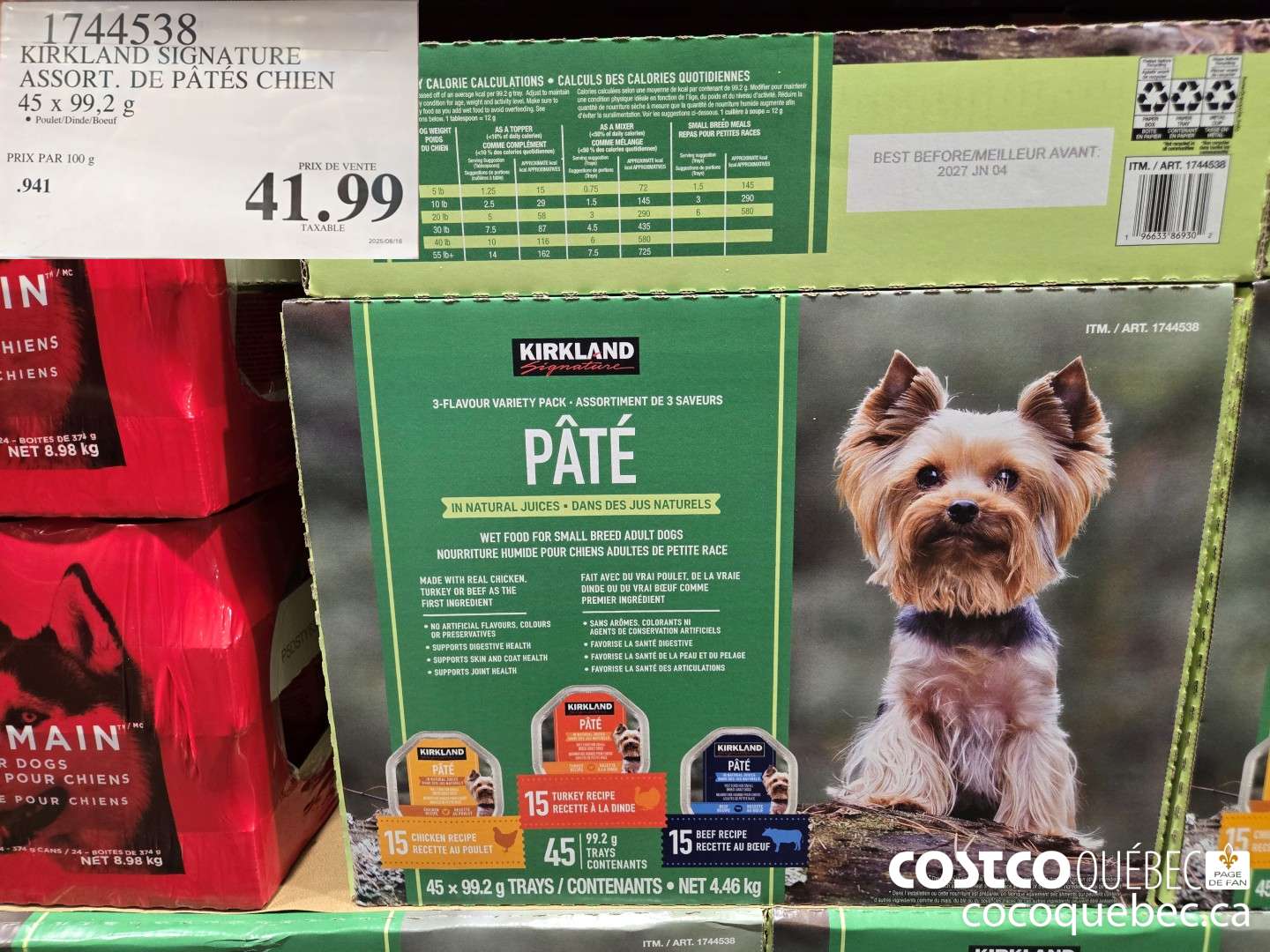 1744538 KIRKLAND SIGNATURE ASSORT. DE PATES CHIEN 45 x 99,2 g  $41.99