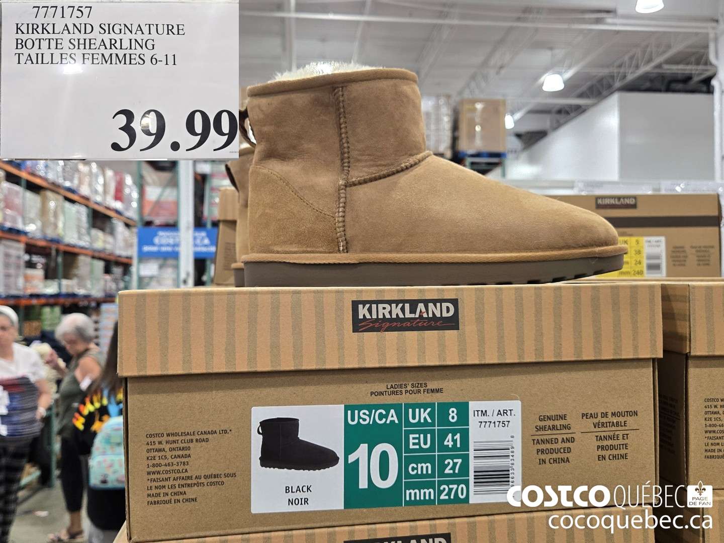 7771757 KIRKLAND SIGNATURE BOTTE SHEARLING TAILLES FEMMES 6-11  $39.99