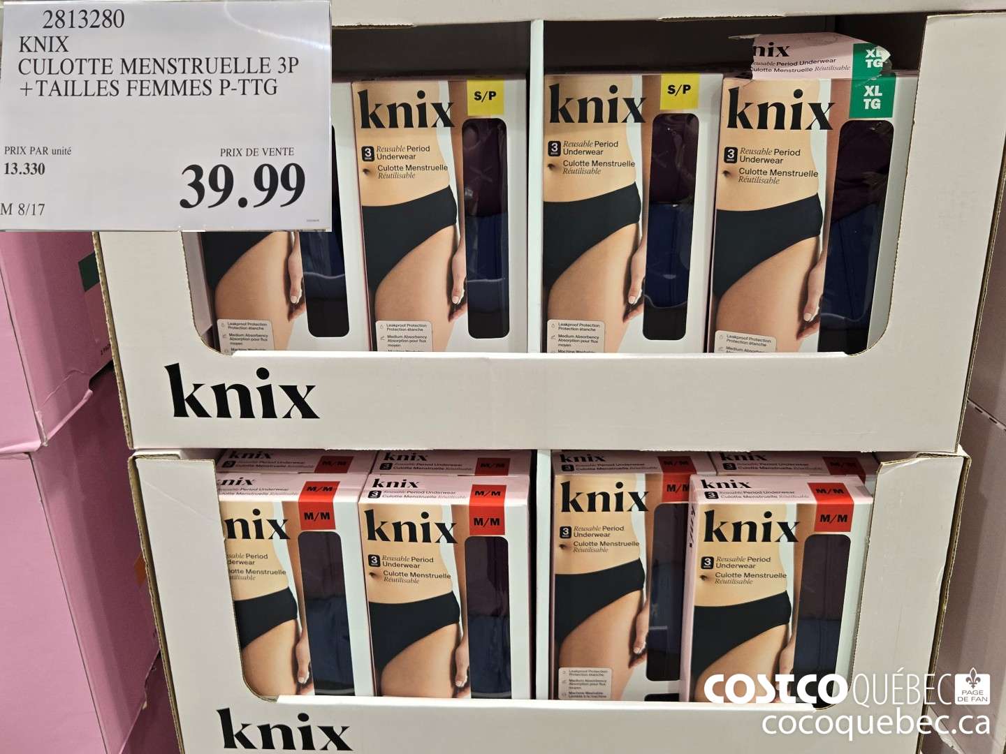 2813280 KNIX CULOTTE MENSTRUELLE 3P TAILLES FEMMES P-TTG  $39.99