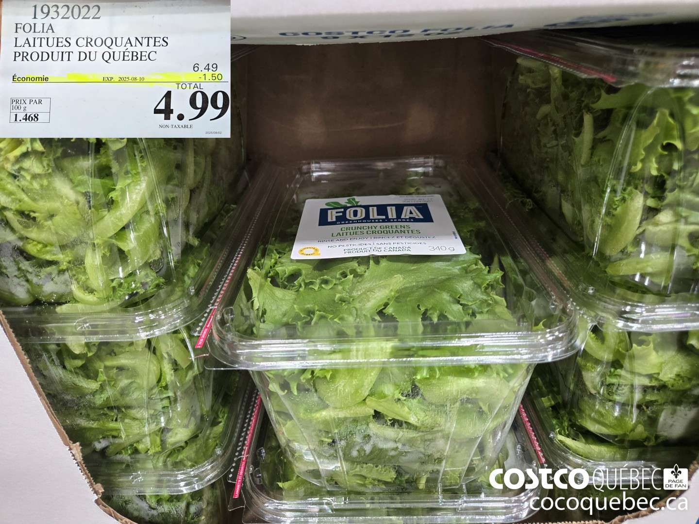 1932022 LAITUES CROQUANTES PRODUIT DU QUEBEC  ($1.50 INSTANT SAVINGS EXPIRES ON 2025-08-10) $4.99