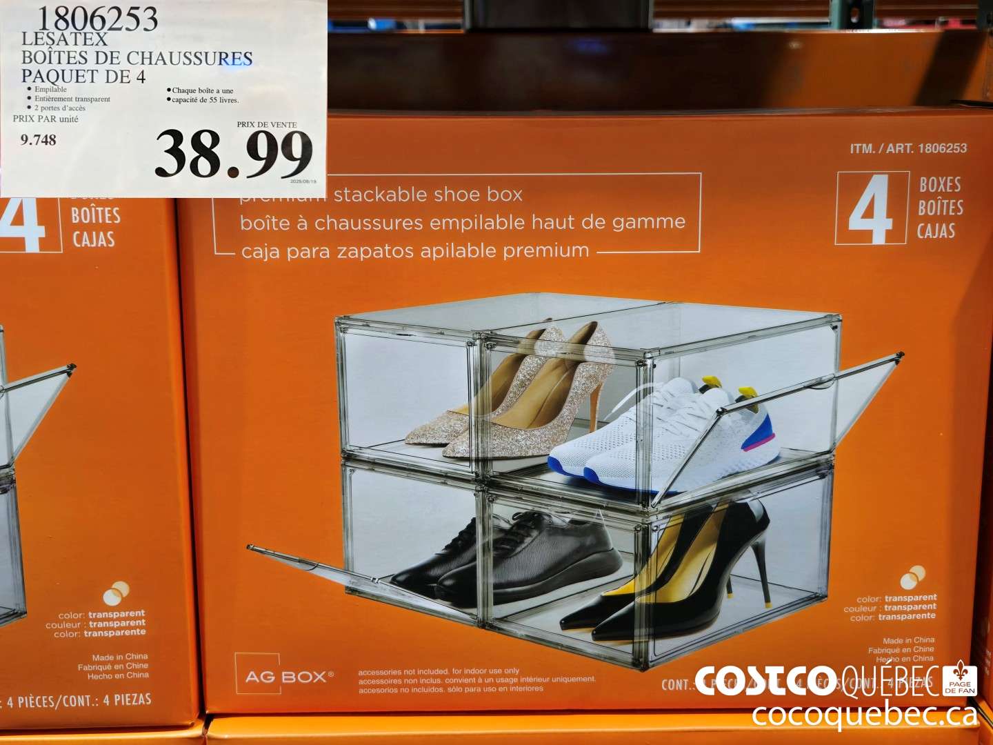 1806253 LESATEX BOITES DE CHAUSSURES PAQUET DE 4  $38.99