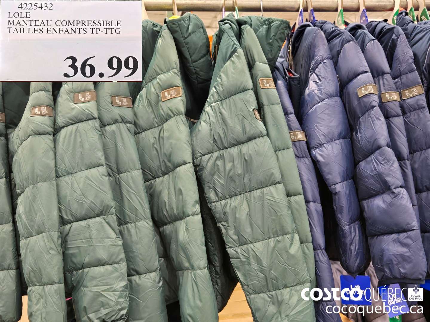 4225432 LOLE MANTEAU COMPRESSIBLE TAILLES ENFANTS TP-TTG  $36.99