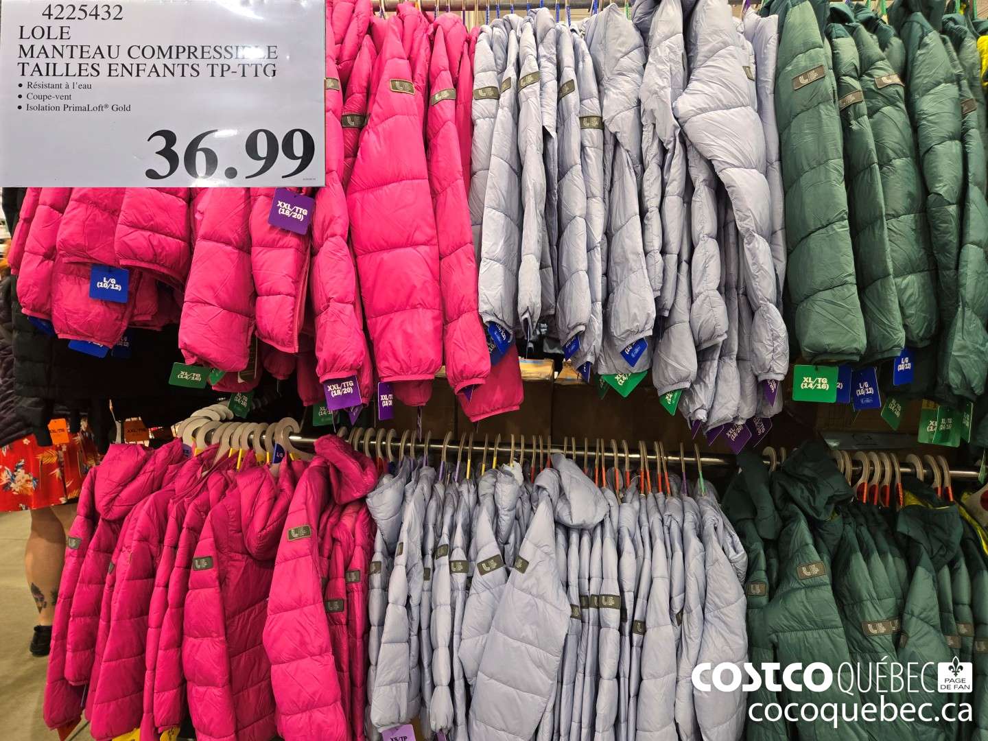 4225432 LOLE MANTEAU COMPRESSIBLE TAILLES ENFANTS TP-TTG  $36.99