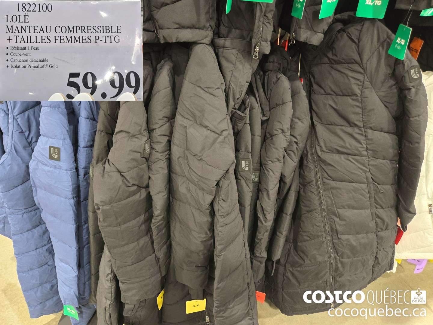 1822100 LOLE MANTEAU COMPRESSIBLE + TAILLES FEMMES .P-TTG  $59.99