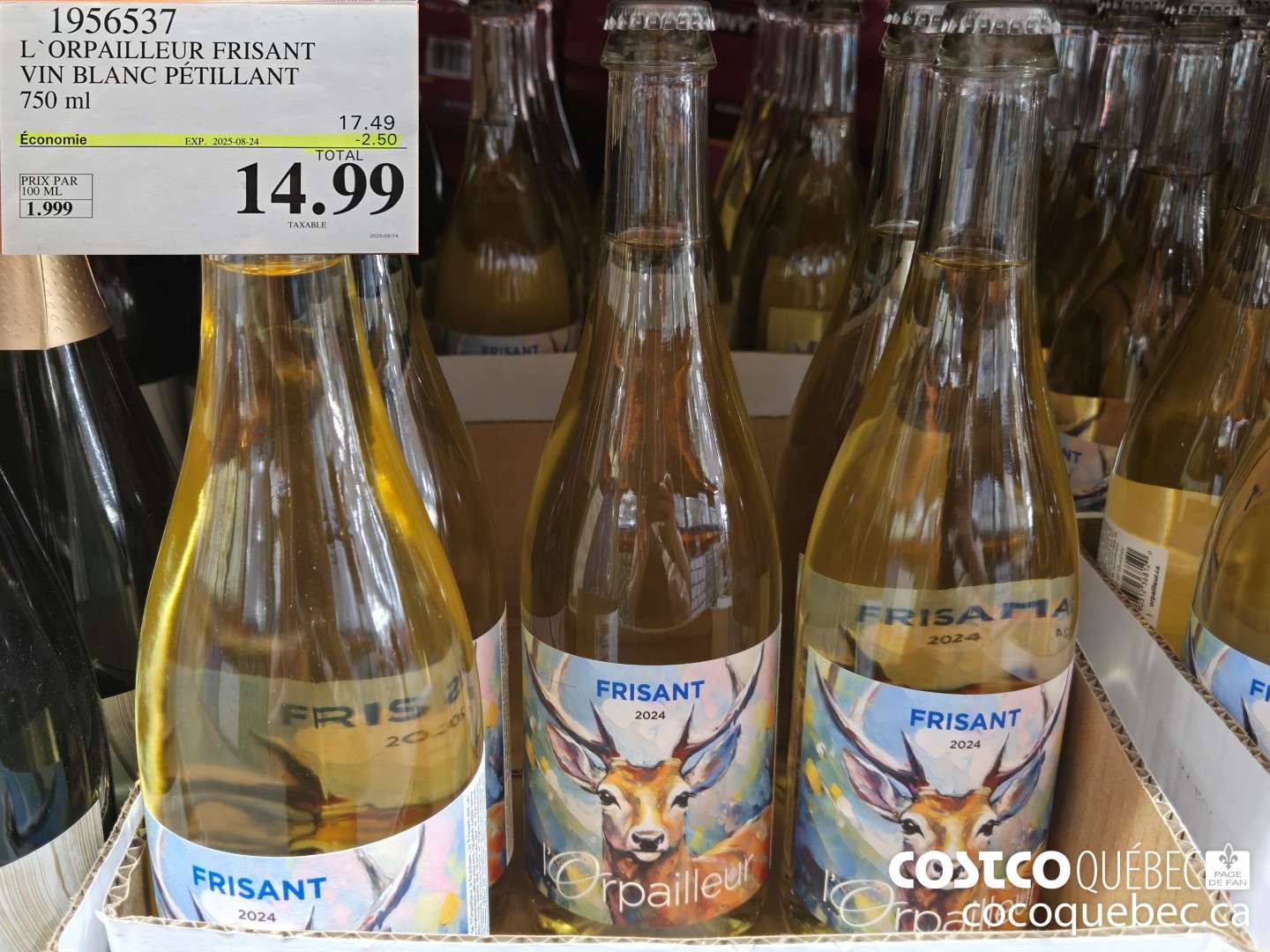 1956537 L'ORPAILLEUR FRISANT VIN BLANC PETILLANT 750 ml  ($2.50 INSTANT SAVINGS EXPIRES ON 2025-08-24) $14.99