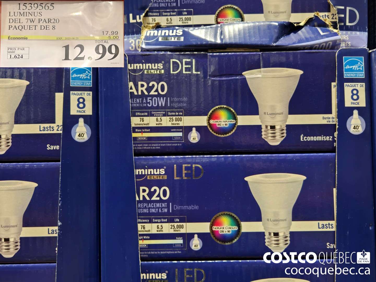 1539565 LUMINUS DEL 7W PAR20 PAQUET DE 8  ($5.00 INSTANT SAVINGS EXPIRES ON 2025-08-25) $12.99