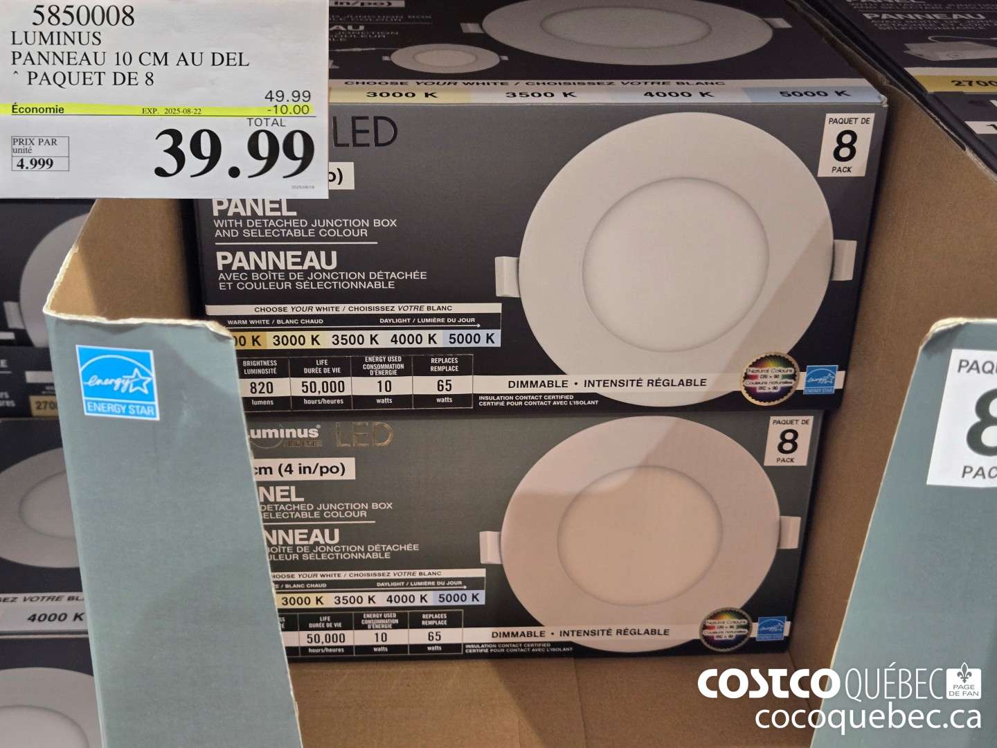 5850008 LUMINUS PANNEAU 10 CM AU DEL * PAQUET DE 8  ($10.00 INSTANT SAVINGS EXPIRES ON 2025-08-22) $39.99