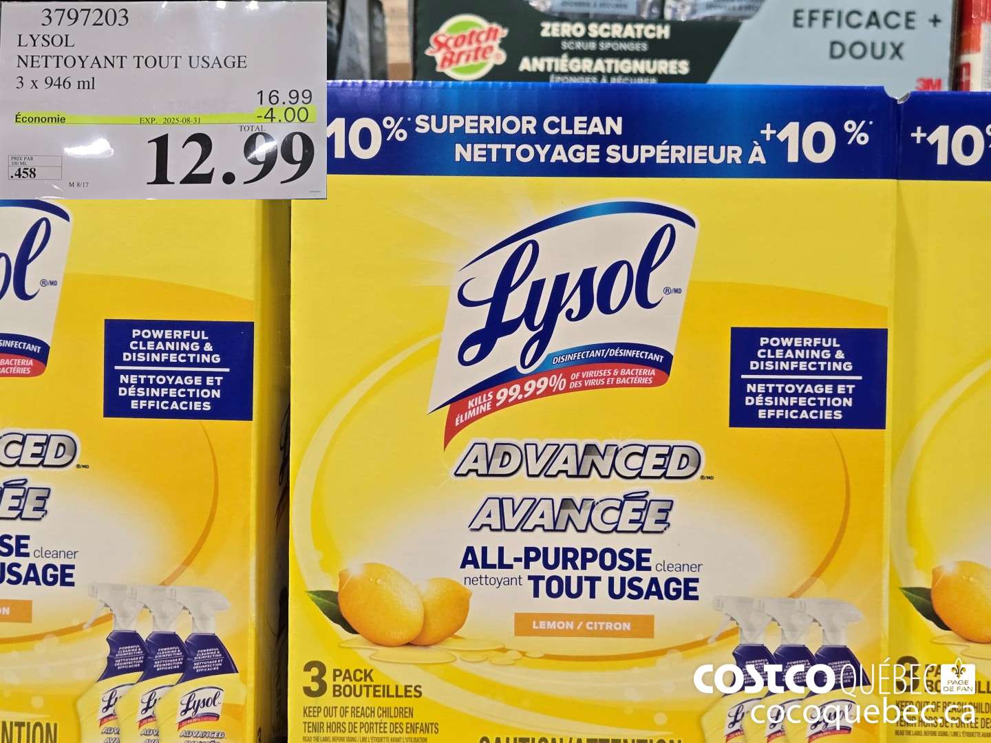 8797203 LYSOL NETTOYANT TOUT USAGE  ($4.00 INSTANT SAVINGS EXPIRES ON 2025-08-31) $12.99