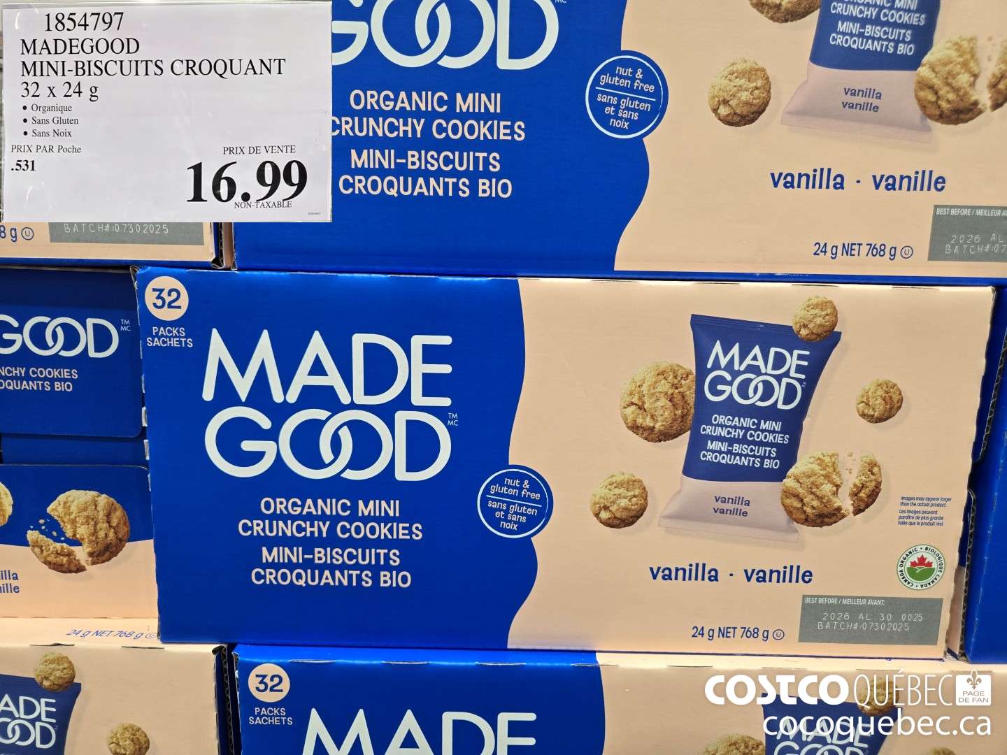 1854797 MADEGOOD MINI-BISCUITS CROQUANT  $16.99