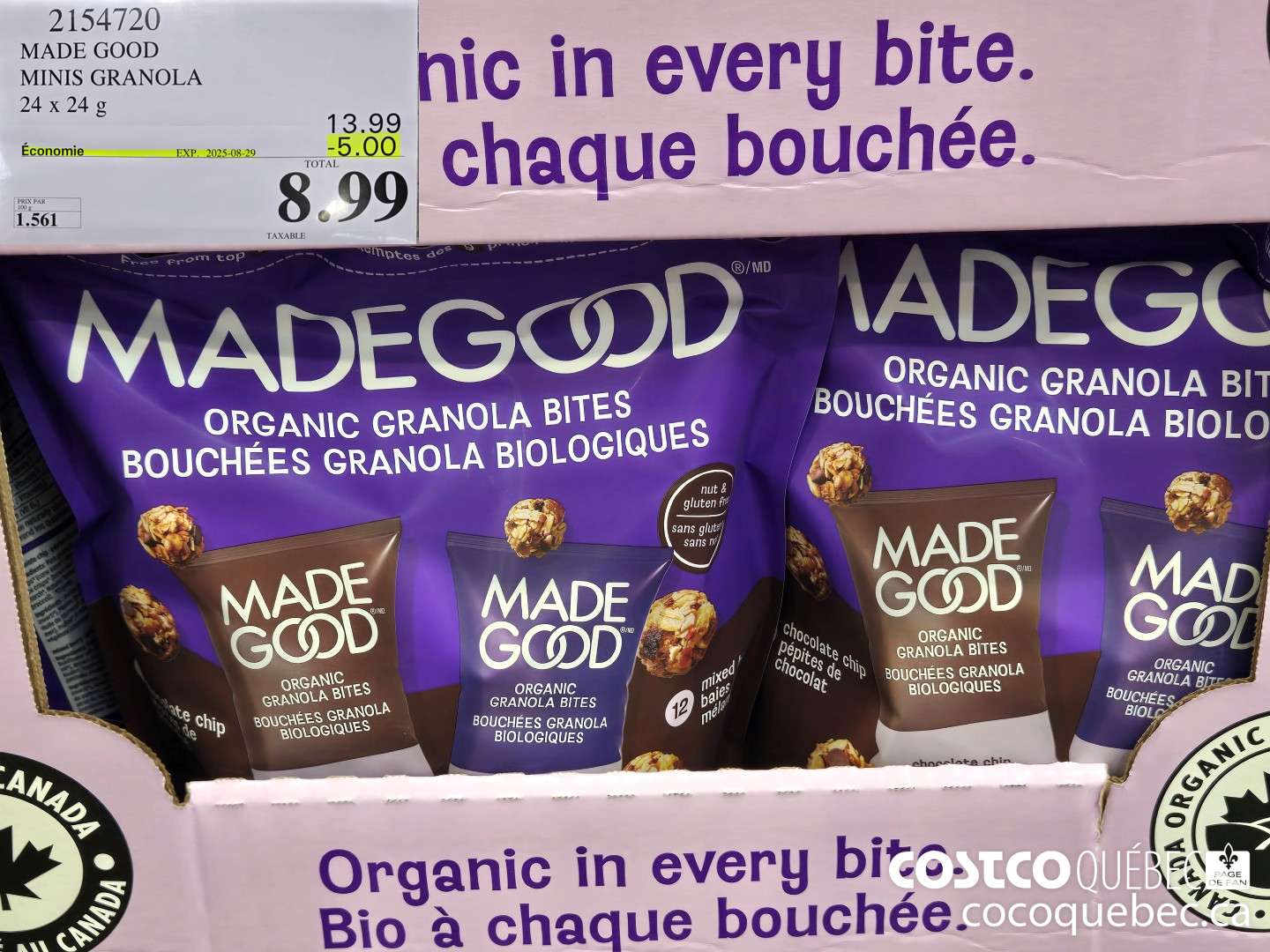 2154720 MADE GOOD MINIS GRANOLA 24 x 24 g  ($5.00 INSTANT SAVINGS EXPIRES ON 2025-08-29) $8.99