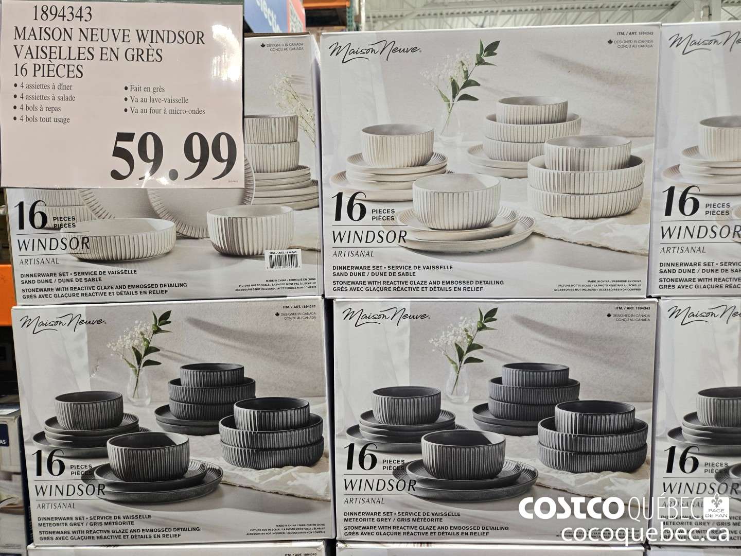 1894343 MAISON NEUVE WINDSOR VAISELLES EN GRES 16 PIECES  $59.99