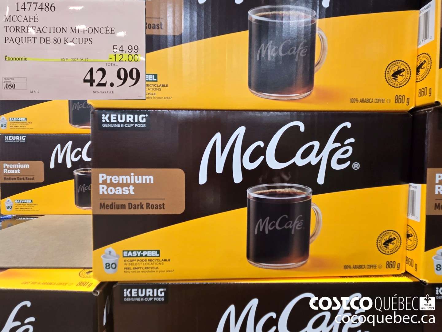 1477486 MCCAFE TORREFACTION MOYENNE BOITE DE 80 K-CUPS  ($12.00 INSTANT SAVINGS EXPIRES ON 2025-08-17) $42.99