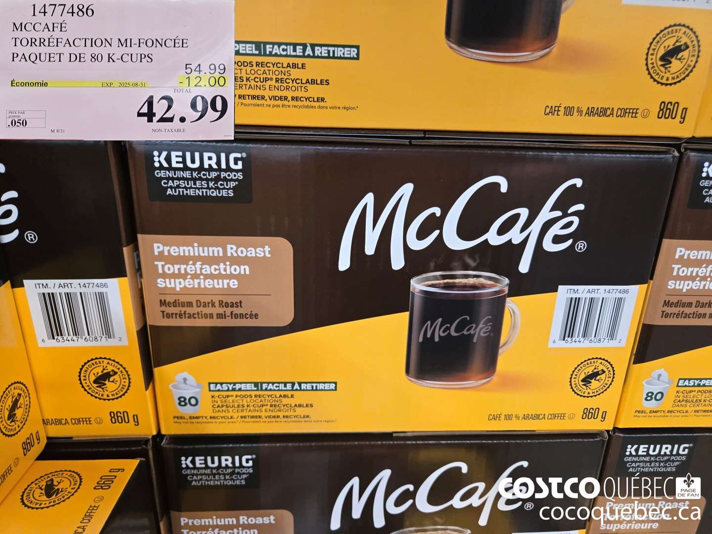 1477486 MCCAFE TORREFACTION MOYENNE BOITE DE 80 K-CUPS  ($12.00 INSTANT SAVINGS EXPIRES ON 2025-08-31) $42.99