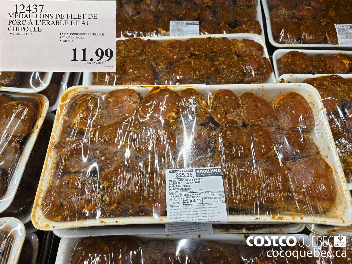 12437 MEDALLIONS FILET DE PORC  PAR KILO $11.99