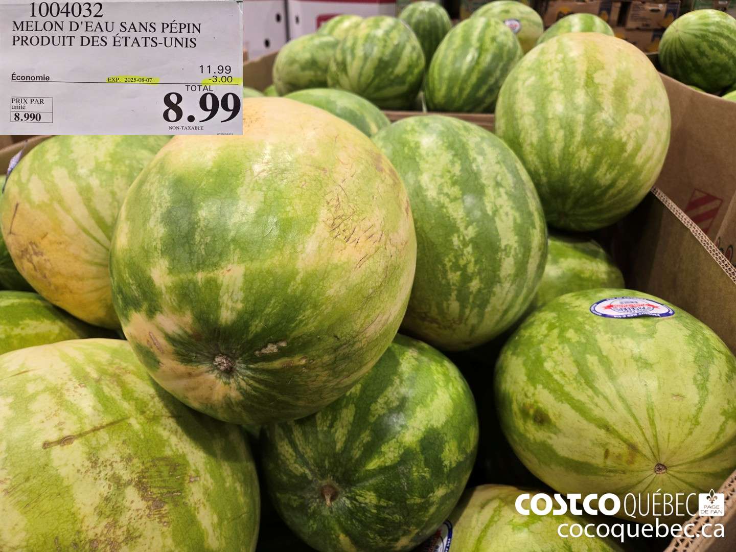 1004032 MELON D'EAU SANS PEPIN ($3.00 INSTANT SAVINGS EXPIRES ON 2025-08-07) $8.99