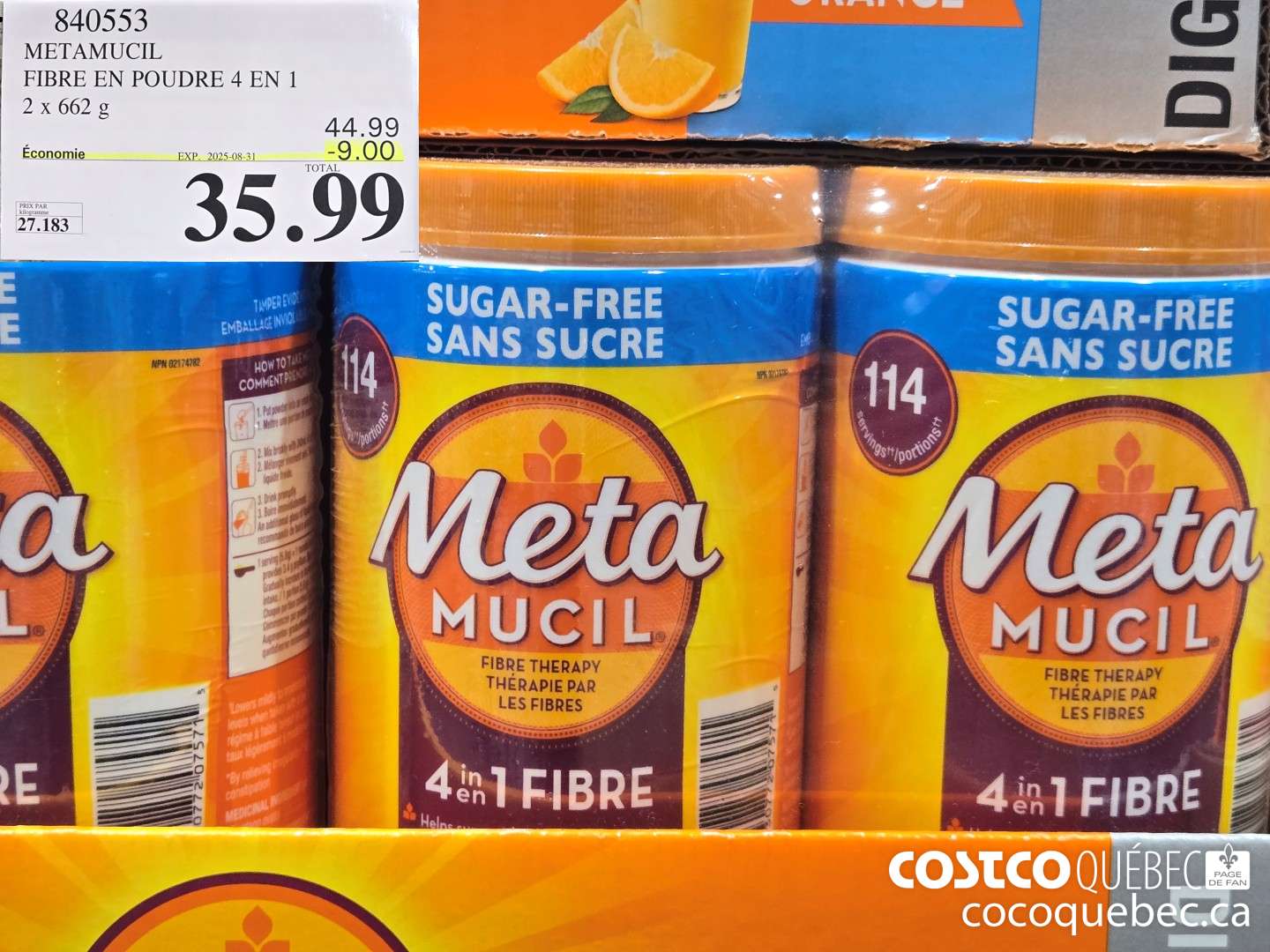 840553 METAMUCIL FIBRE EN POUDRE ($8.00 INSTANT SAVINGS EXPIRES ON 2025-08-31) $35.99
