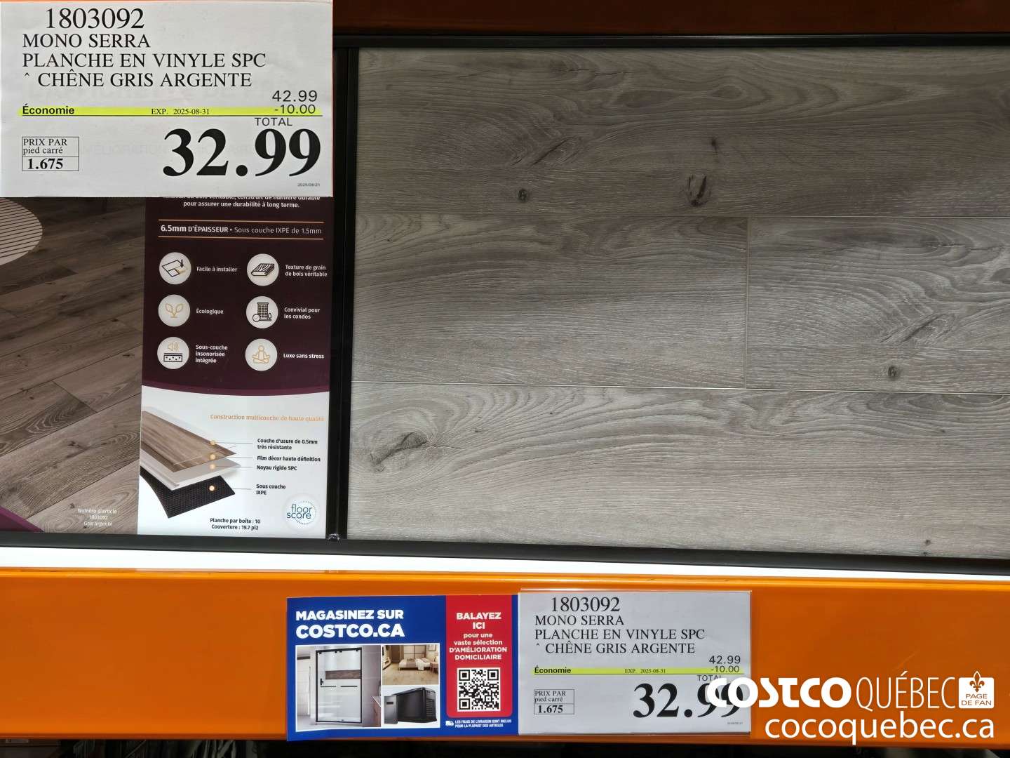 1803092 MONO SERRA PLANCHE EN VINYLE SPC * CHENE GRIS ARGENTE  ($10.00 INSTANT SAVINGS EXPIRES ON 2025-08-31) $32.99