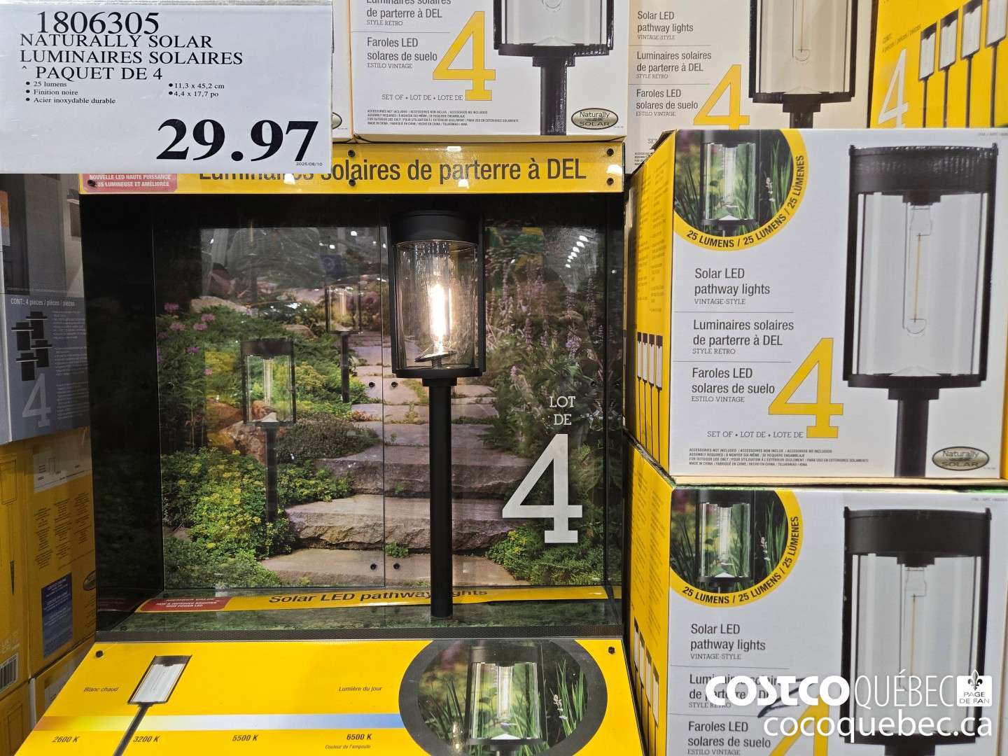 1806305 NATURALLY SOLAR LUMINAIRES SOLAIRES PAQUET DE 4  $29.97