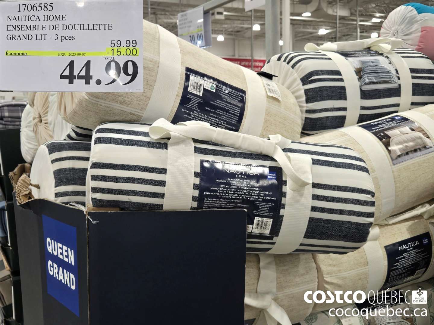 1706585 NAUTICA ENSEMBLE DE DOUILLETTE GRAND LIT - 3 PCES  ($15.00 INSTANT SAVINGS EXPIRES ON 2025-09-07) $44.99