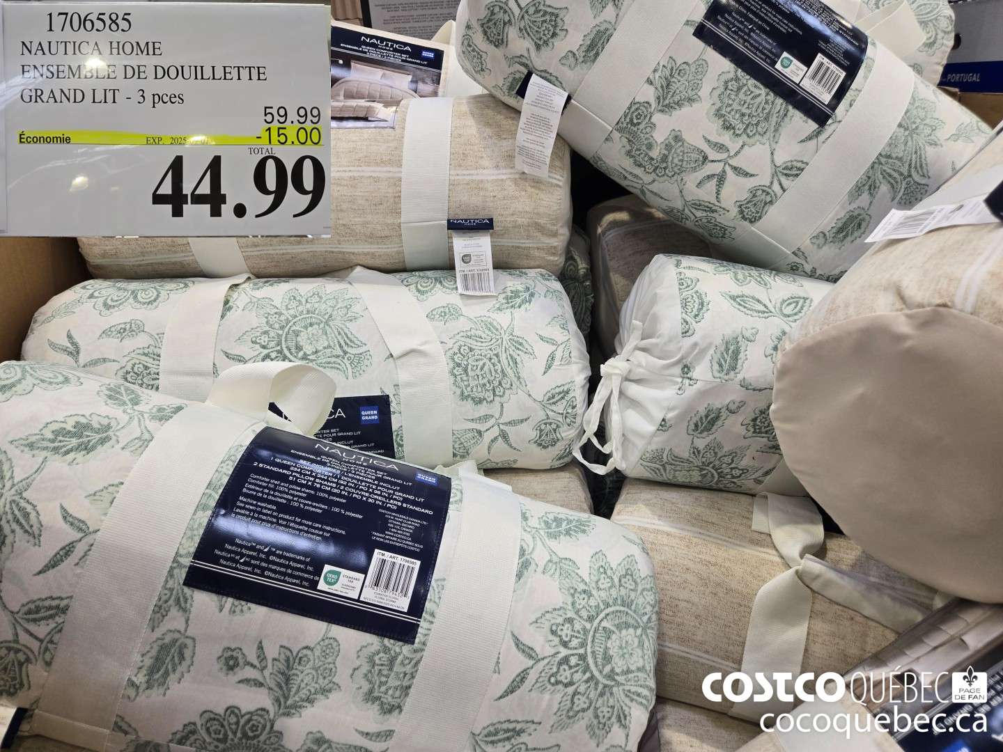 1706585 NAUTICA ENSEMBLE DE DOUILLETTE GRAND LIT - 3 PCES  ($15.00 INSTANT SAVINGS EXPIRES ON 2025-09-07) $44.99