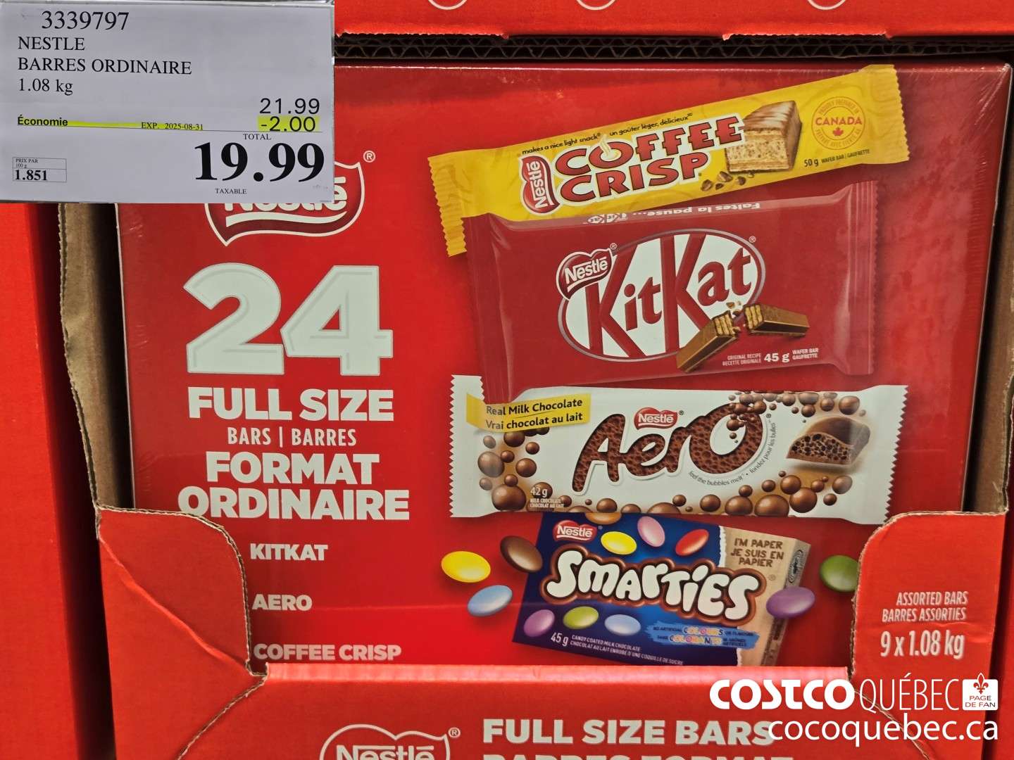 3339797 NESTLE BARRES VARIEES PAQUET DE 24  ($2.00 INSTANT SAVINGS EXPIRES ON 2025-08-31) $19.99