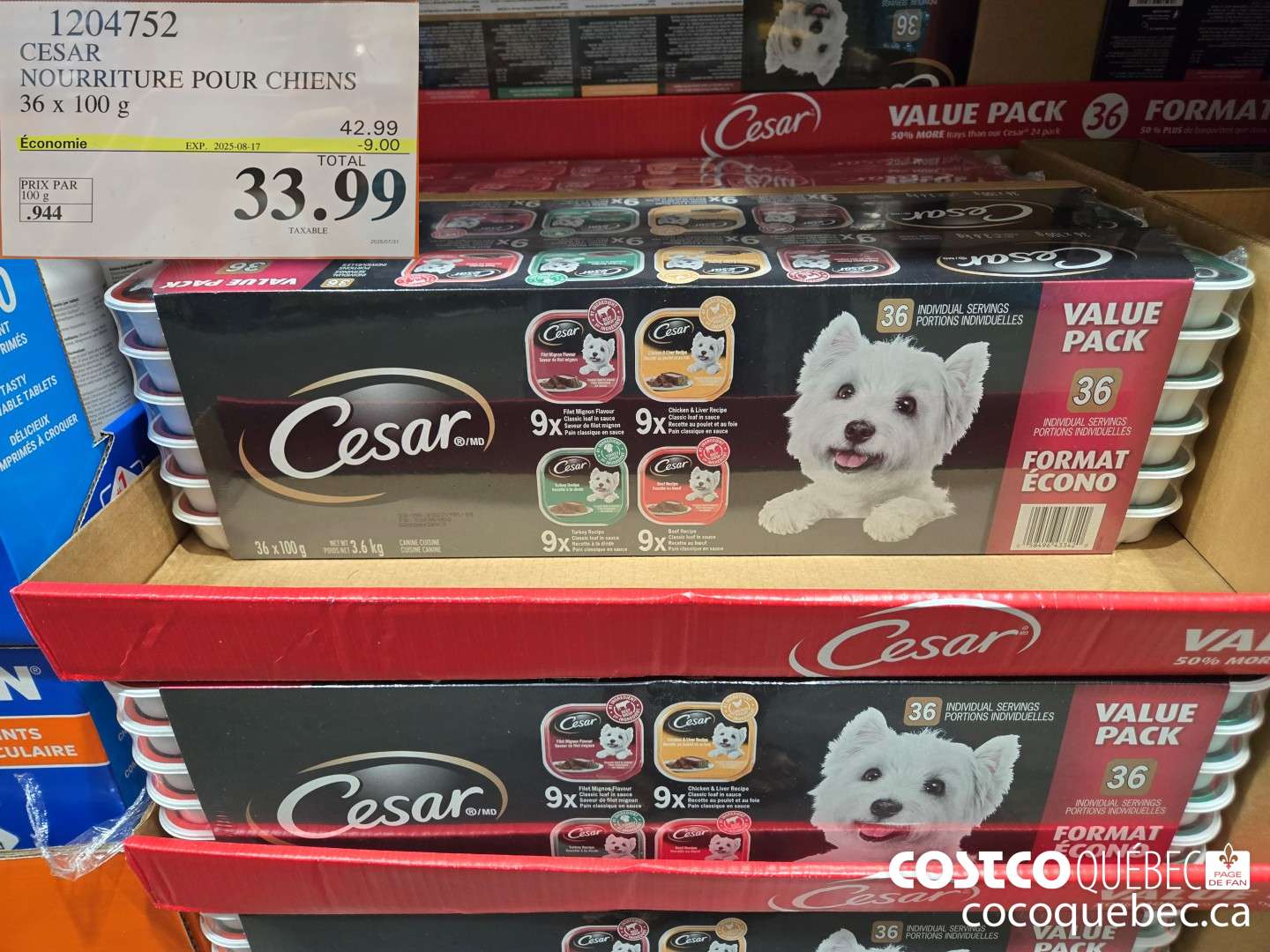 1204752 NOURRITURE POUR CHIENS 36 x 100 G ($9.00 INSTANT SAVINGS EXPIRES ON 2025-08-17) $33.99