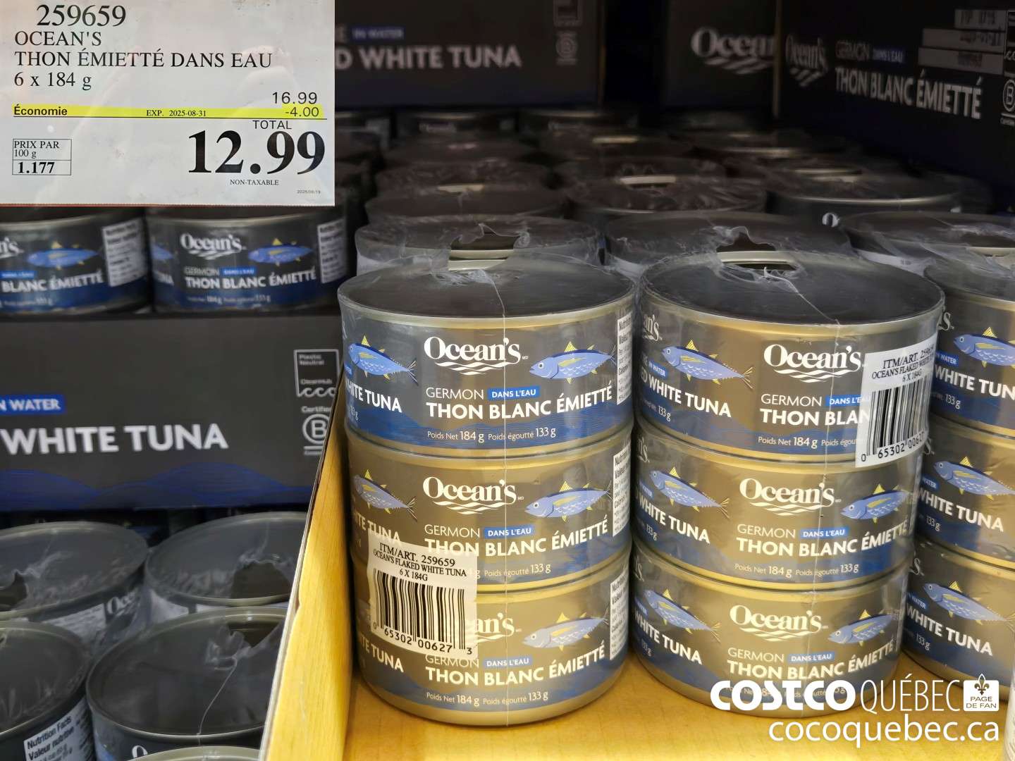 259659 OCEAN'S THON EMIETTE DANS EAU 6 x 184 g  ($4.00 INSTANT SAVINGS EXPIRES ON 2025-08-31) $12.99