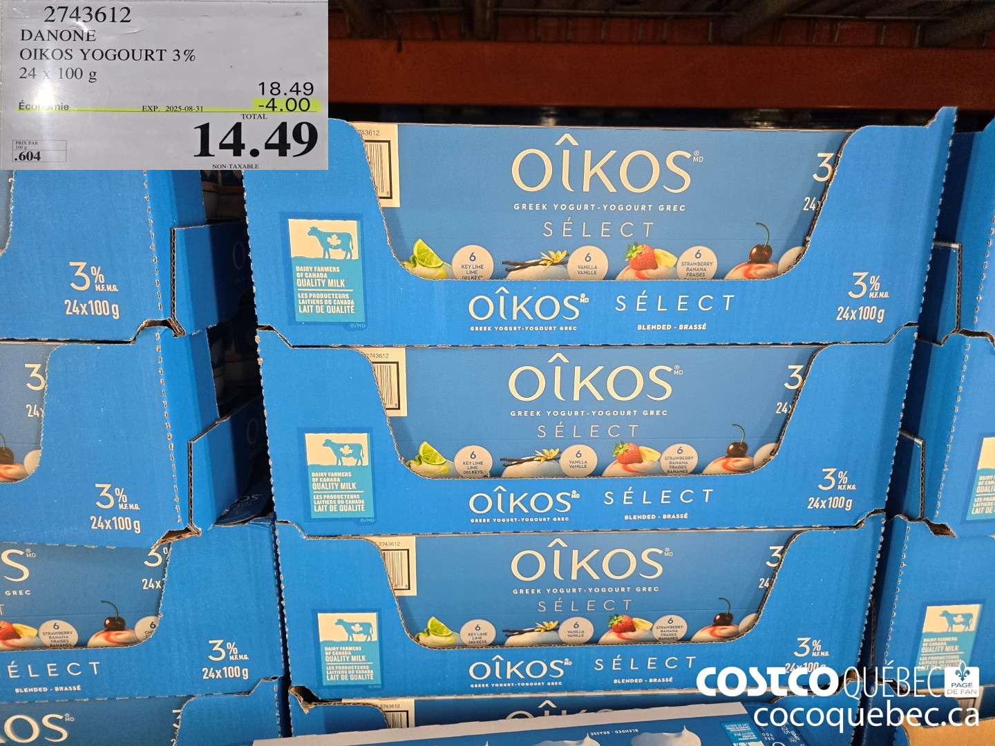 2743612 OIKOS YOGURT 3% 24x 100 g  ($4.00 INSTANT SAVINGS EXPIRES ON 2025-08-31) $14.49