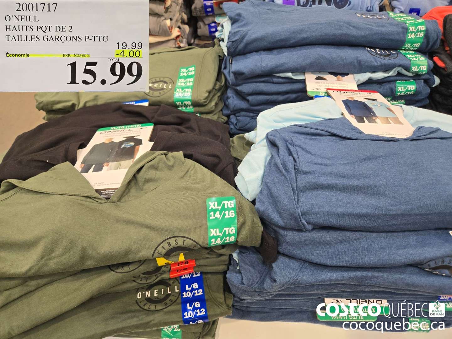 2001717 O'NEILL HAUTS POT DE 2 TAILLES GARCONS P-TTG  ($4.00 INSTANT SAVINGS EXPIRES ON 2025-08-31) $15.99