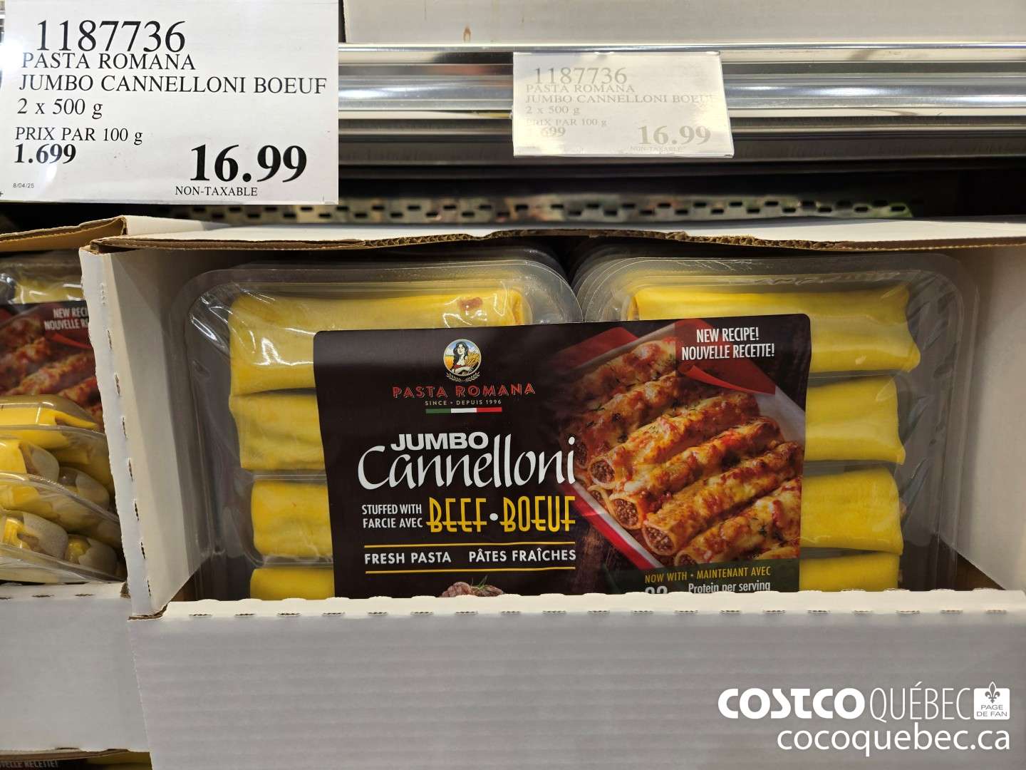 1187736 PASTA ROMANA JUMBO CANNELLONI BOEUF PRIX PAR 100 g  $16.99